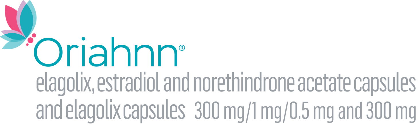 ORIAHNN® (elagolix, estradiol, and norethindrone acetate capsules; elagolix capsules) Logo